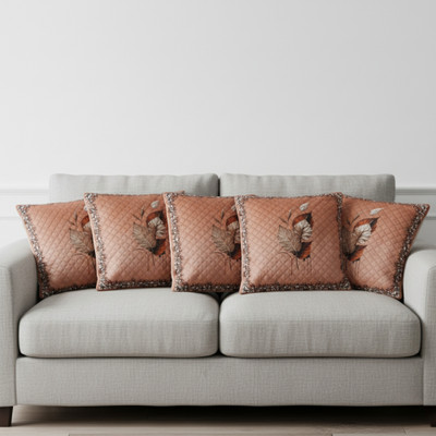 VICTORY WEAVES Polycotton Cushions Cover(40 cm*40 cm, Pack of 5, Brown)