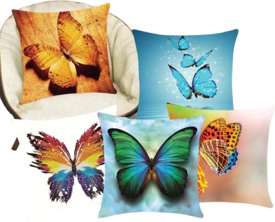 rulit Embroidered Cushions Cover(Pack of 5, 40.64 cm*40.64 cm, Blue, Multicolor)