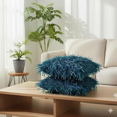 ANV Fur Cushions Cover(40 cm*40 cm, Pack of 2, Blue)