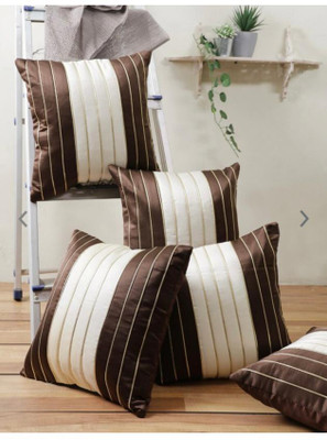 Fazar Creations Dupion Silk Cushions Cover(Pack of 5, 40 cm*40 cm, Brown)