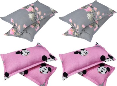 MSKtrend Cotton Pillows Cover(Pack of 8, 46 cm*69 cm, Grey, Pink)