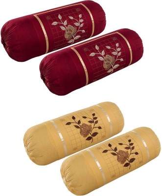 Outlay Home Microfiber Bolsters Cover(Pack of 4, 80 cm*40 cm, Maroon, Beige)