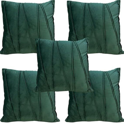 A&A Fabrics Polyester, Velvet Cushions & Pillows Cover(45.72 cm*45.72 cm, Pack of 5, Dark Green)