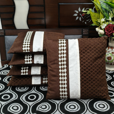 NoorAccumulation Velvet Cushions & Pillows Cover(40 cm*40 cm, Pack of 5, Brown)