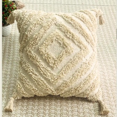 Ladliju Abstract Cushions Cover(40 cm*40 cm, Cream)