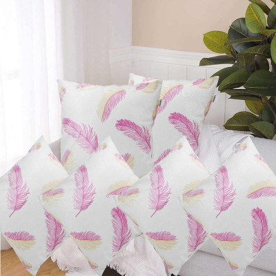 Hims Polyester Cushions Cover(35 cm*35 cm, Pack of 6, Pink)