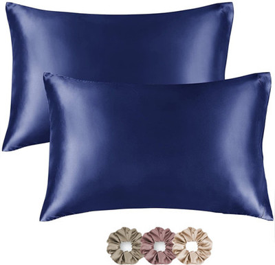 ARMOXA Satin Pillows Cover(45 cm*72 cm, Pack of 2, Blue)