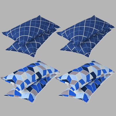 AAKRITI Cotton Pillows Cover(43 cm*69 cm, Pack of 8, Blue, Light Blue)