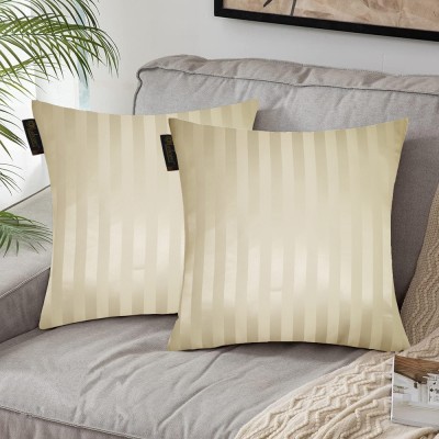 Lushomes Striped Cushions Cover(Pack of 2, 30 cm*30 cm, Cream)