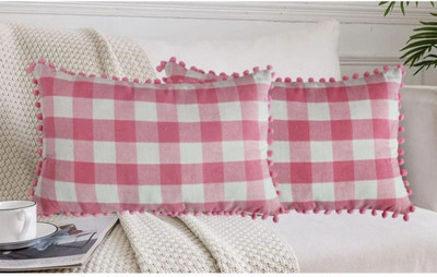 ABSECOM Cotton Cushions & Pillows Cover(20 cm*27 cm, Pack of 2, Pink)