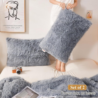 Wondershala Microfiber Pillows Cover(40 cm*55 cm, Pack of 2, Grey)