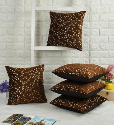 TEXIVA Velvet Cushions & Pillows Cover(46 cm*46 cm, Pack of 5, Brown)