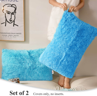 Wondershala Microfiber Pillows Cover(40 cm*55 cm, Pack of 2, Light Blue)