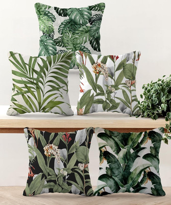 Crosmo Satin Cushions Cover(40 cm*40 cm, Pack of 5, Green)