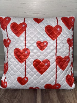 EASTTARDOMM Velvet, Dupion Silk Cushions Cover(40 cm*40 cm, White, Red)