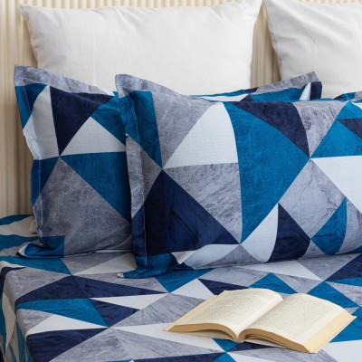 HOMEMONDE Geometric Pillows Cover(Pack of 2, 71 cm*45 cm, Light Blue, Grey)