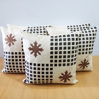 Decorline Floral Cushions & Pillows Cover(Pack of 5, 40 cm*40 cm, Beige)