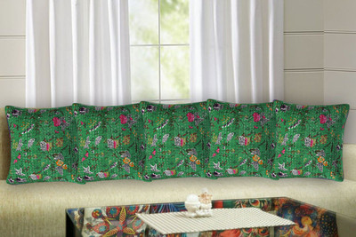 Go Texstylers Cotton Cushions & Pillows Cover(40 cm*40 cm, Pack of 5, Green)