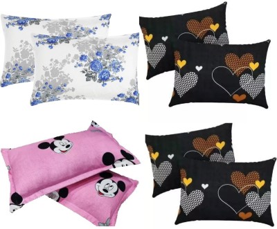 P.Rtrend Printed Pillows Cover(Pack of 8, 46 cm*69 cm, White, Black, Pink)