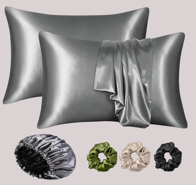 Shop141 Silk, Satin Cushions & Pillows Cover(45.72 cm*71.12 cm, Pack of 2, Grey)