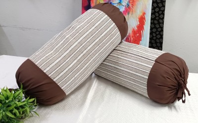 Real Desi Polyester Bolsters Cover(Pack of 2, 75 cm*40 cm, Brown)