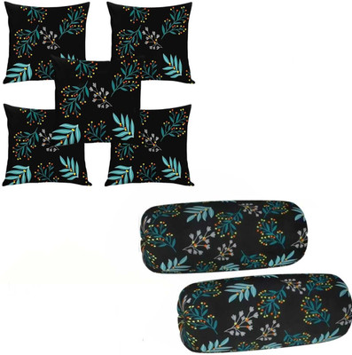 NARWAL'S COLLECTION Polycotton Cushions & Bolsters Cover(Pack of 7, 40 cm*80 cm, Black)