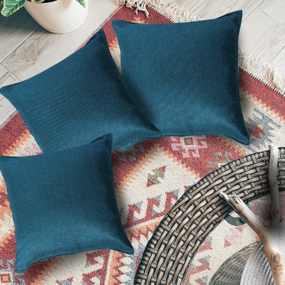 Faburaa Plain Cushions & Pillows Cover(Pack of 4, 50 cm*50 cm, Blue)