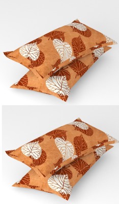 Homefab India Floral Pillows Cover(Pack of 4, 43 cm*67 cm, Beige)