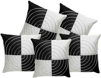 India Furnish Polyester, Dupion Silk Cushions & Pillows Cover(40 cm*40 cm, Pack of 5, Black)