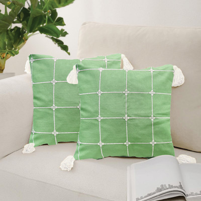 Urban Space Cotton Cushions Cover(Pack of 2, 45.72 cm*45.72 cm, Green)