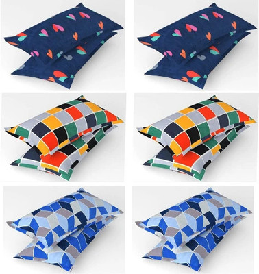 AAKRITI Cotton Pillows Cover(46 cm*69 cm, Pack of 12, Dark Blue, Multicolor, Light Blue)