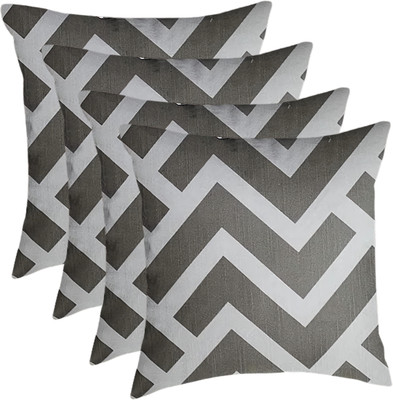 A&A Fabrics Polyester, Velvet Cushions & Pillows Cover(40 cm*40 cm, Pack of 4, Grey, White)