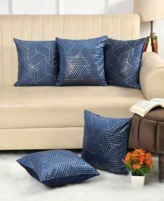 Shubham Checkered Cushions & Pillows Cover(Pack of 5, 40.6 cm*40.6 cm, Blue)
