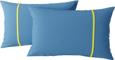 BLISSHOME Plain Pillows Cover(Pack of 2, 68 cm*45 cm, Blue, Yellow)