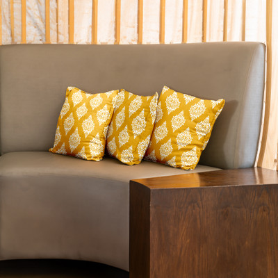 Urban Space Cotton Cushions Cover(40.64 cm*40.64 cm, Pack of 5, Yellow)
