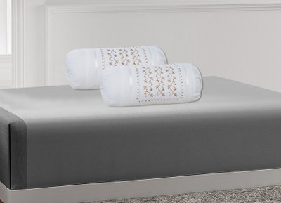 TURIYA Cotton Bolsters Cover(80 cm*38 cm, Pack of 2, White)