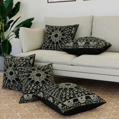 KUBER INDUSTRIES Velvet Cushions Cover(Pack of 5, 41 cm*41 cm, Black)