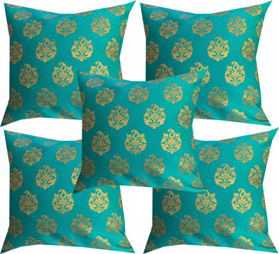 VIREO Dupion Silk Cushions Cover(30 cm*30 cm, Pack of 5, Green)