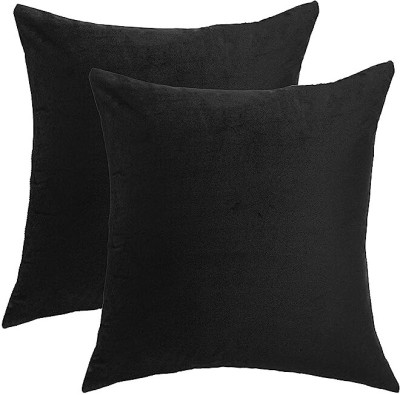 Wisdom Decor Plain Cushions Cover(Pack of 2, 40 cm*40 cm, Black)