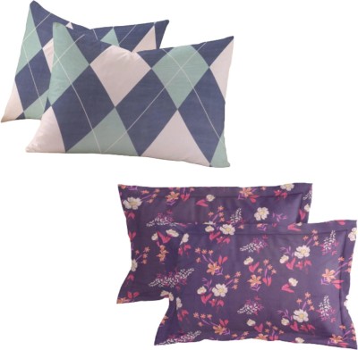 Ralish Cotton Pillows Cover(Pack of 4, 46 cm*71 cm, Multicolor, Purple)