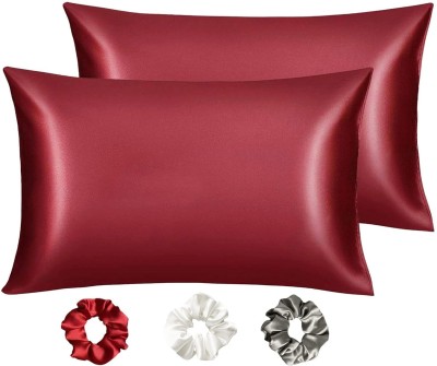 Tavgun Boutique Self Design Pillows Cover(Pack of 5, 46 cm*69 cm, Maroon)