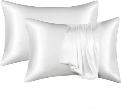 ARMOXA Satin Pillows Cover(Pack of 2, 45 cm*72 cm, White)