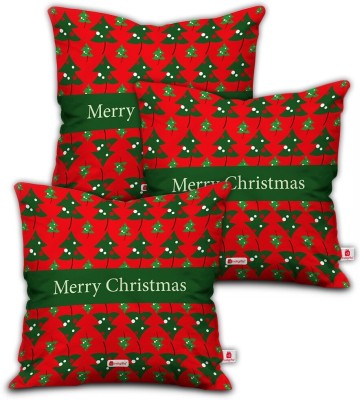 Indigifts Satin Cushions Cover(Pack of 3, 45 cm*45 cm, Red)