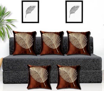 Cherry Homes Embroidered Cushions Cover(Pack of 5, 40 cm*40 cm, Brown)