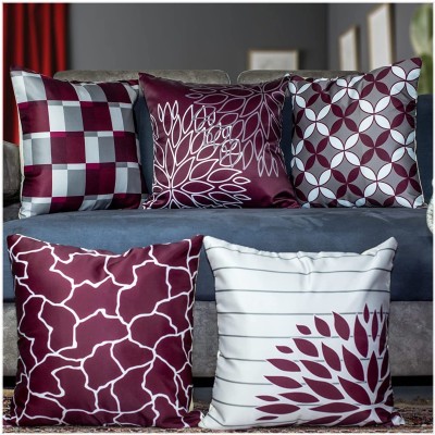 Gauraang Satin Cushions Cover(Pack of 5, 40 cm*40 cm, Purple)