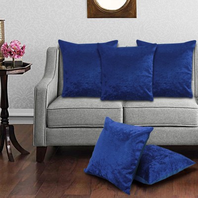 CREEVA Velvet Cushions Cover(Pack of 5, 40 cm*40 cm, Blue)