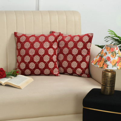 YW Yahwey Velvet Cushions Cover(40 cm*40 cm, Pack of 2, Maroon)