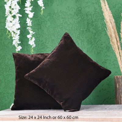 Sugarchic Plain Cushions Cover(Pack of 2, 60 cm*60 cm, Brown, Black)