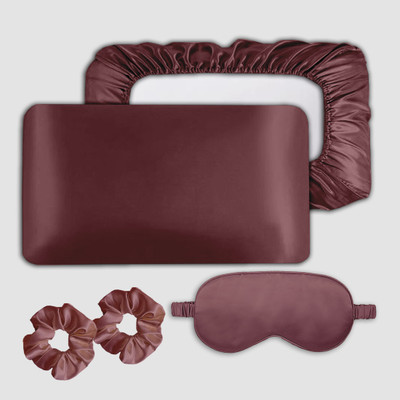 Avirons Silk Pillows Cover(46 cm*72 cm, Pack of 2, Brown)