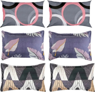 SUKHBERI Cotton Pillows Cover(43 cm*63 cm, Pack of 6, Grey, Purple, Black)